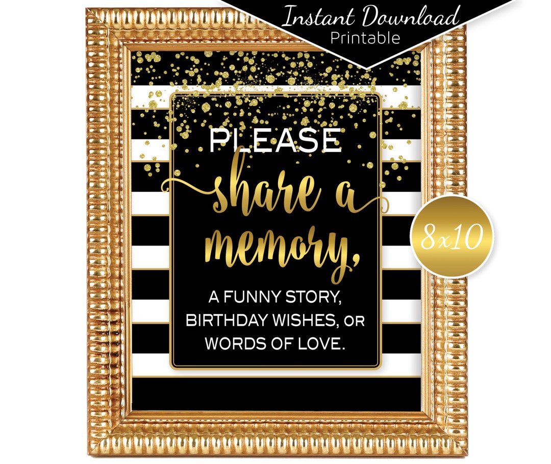 Share a Memory Table Sign 8x10 Printable | Birthday Wishes | Black ...