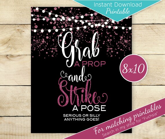Photo Grab a Prop Table Sign Woman's Birthday Printable | Etsy