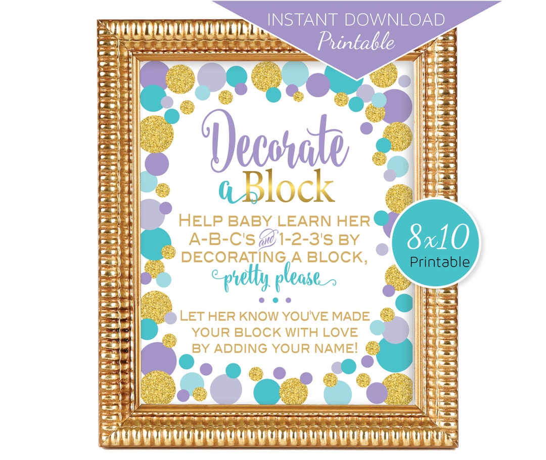 Block Decorating Baby Shower Activity Printables 8x10 - Etsy