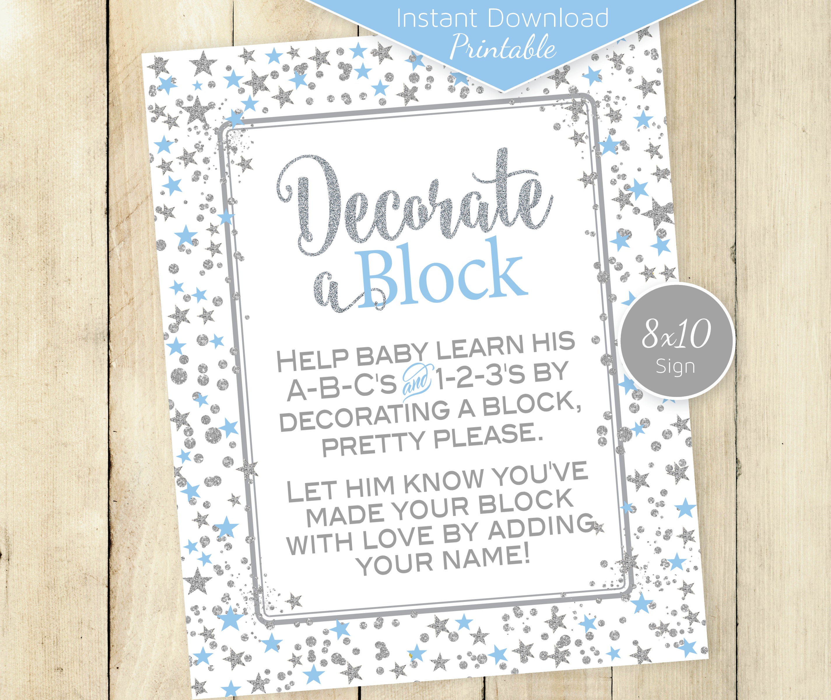 Decorate a Block Baby Shower Activity 8x10 Abcs and 123s - Etsy