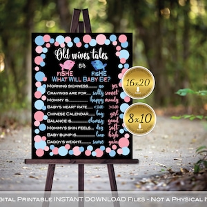 Fish She or Fish He Old Wives&#39; Tales Gender Reveal Printable | Baby Shower | Blue and Pink Fish | DIGITAL INSTANT DOWNLOAD