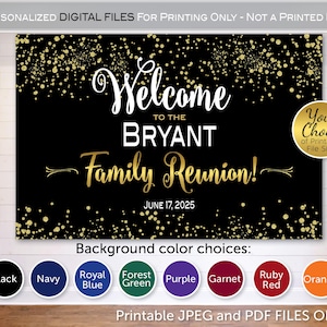 Family Reunion Welcome Backdrop Banner Print-Ready File | Personalized | Any Year | Gold Confetti | DIGITAL PRINTABLE FILES