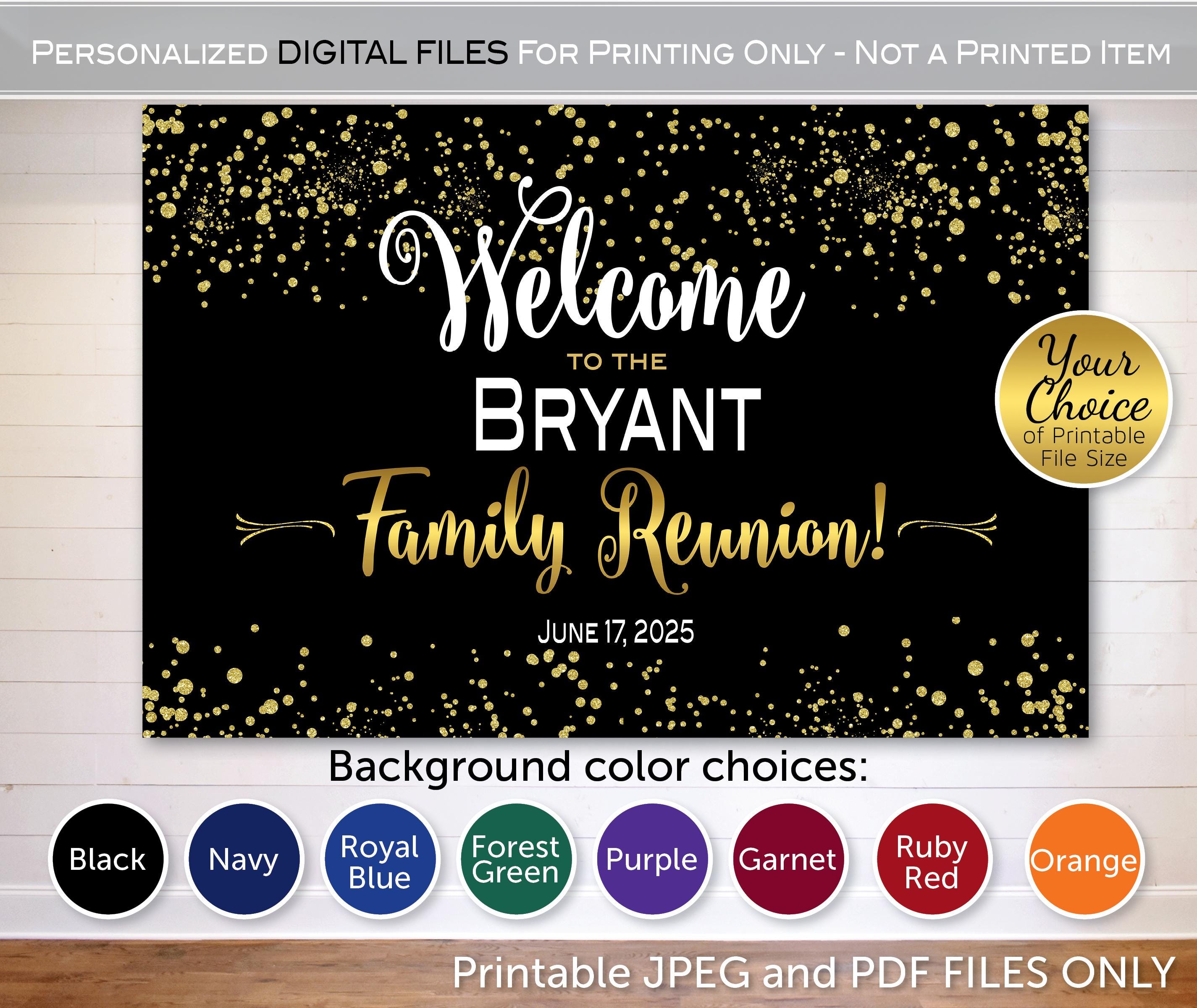 Family Reunion Welcome Backdrop Banner Print-Ready File | Personalized | Any Year | Gold Confetti | DIGITAL PRINTABLE FILES