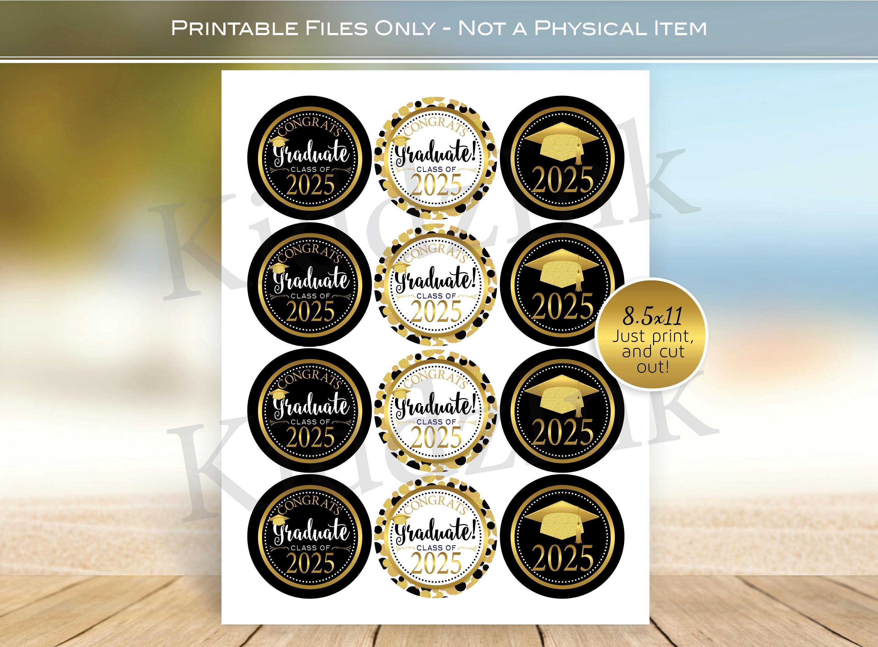 Graduation Cupcake Toppers 2025 - 48PCS Glitter Congrats Grad Decor - Black Gold Class Of 2025 Party Supplies - View #9