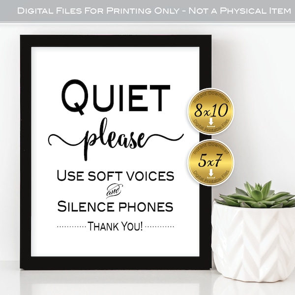 Quiet Please Printable Sign | 8x10 and 5x7 | Office Decor | Use Soft Voices | Silence Phones | Portrait | DIGITAL INSTANT DOWNLOAD
