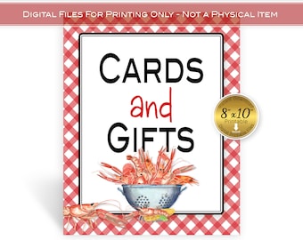 Crawfish Boil Cards and Gifts 8x10 Printable Sign | Red Gingham | DIGITAL INSTANT DOWNLOAD