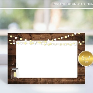 Note Cards 4x6 Flat | Share Memory Cards | Garland Lights | Lanterns | Faux Wood | Birthday | Printable | INSTANT Digital DOWNLOAD