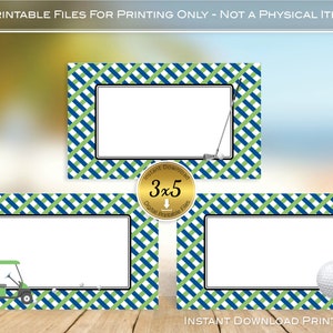 Golf 3x5 Menu Food Cards | Birthday Tent Signs | Golf Birthday ParTee | Printable | Blue Green | 3x5 When Folded | INSTANT DIGITAL DOWNLOAD