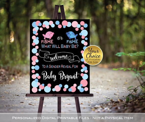 Fish She or Fish He What Will Baby Be Gender Reveal Welcome Sign Printable  Pink and Blue Personalized PRINTABLE DIGITAL FILES -  Canada