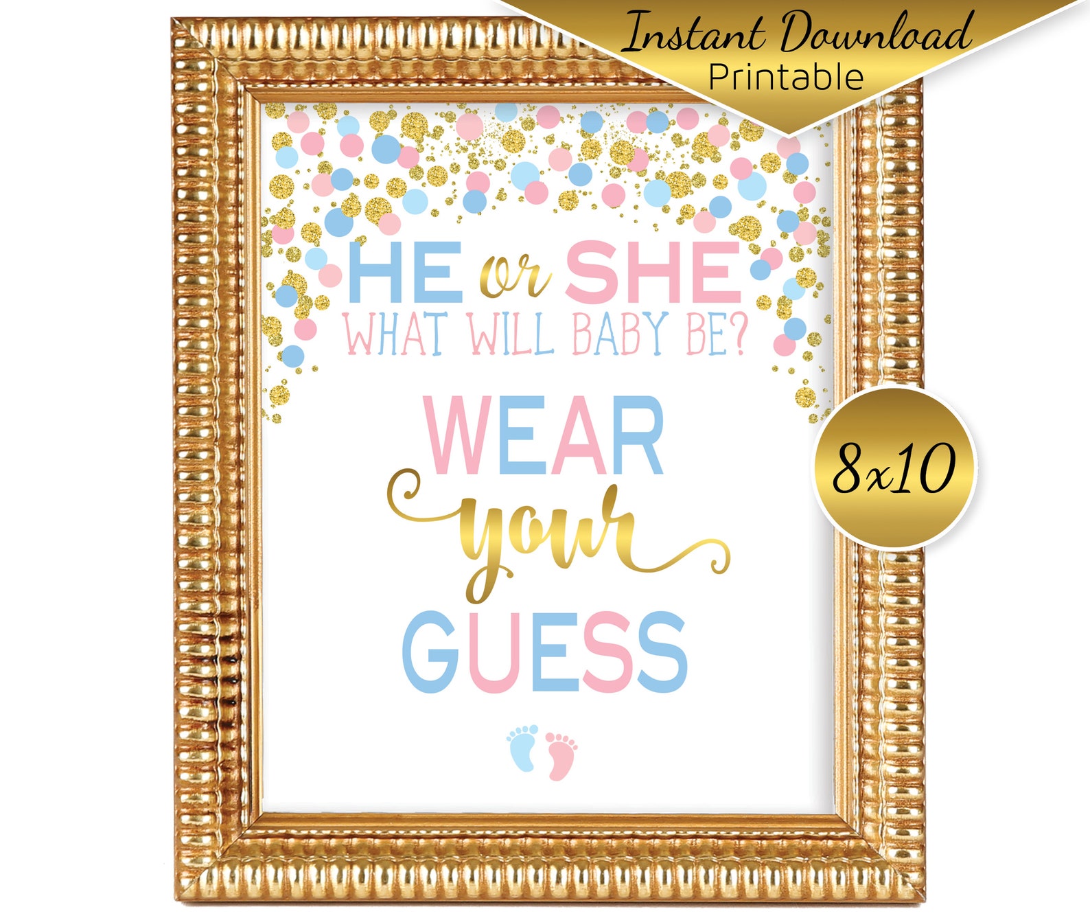 Wear Your Guess Gender Reveal 8x10 Sign Printable Decor He Etsy