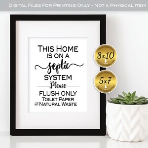 Septic System | Flush Only Toilet Paper and Natural Waste Bathroom Printable Sign | 8x10 and 5x7 | Bathroom Decor | DIGITAL INSTANT DOWNLOAD