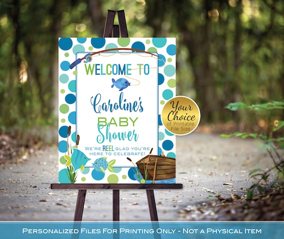 Fishing Theme Baby Shower Welcome Sign Printable Files Baby Boy