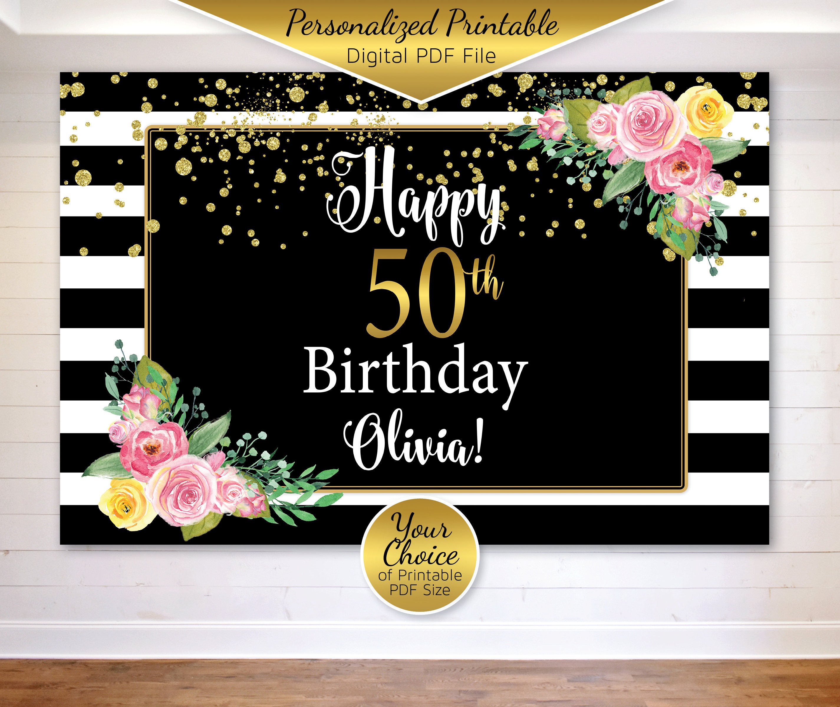 PERSONALISED BANNERS NAME AGE PHOTO BIRTHDAY PARTY 50TH 60TH 70TH 80TH 90TH A1 