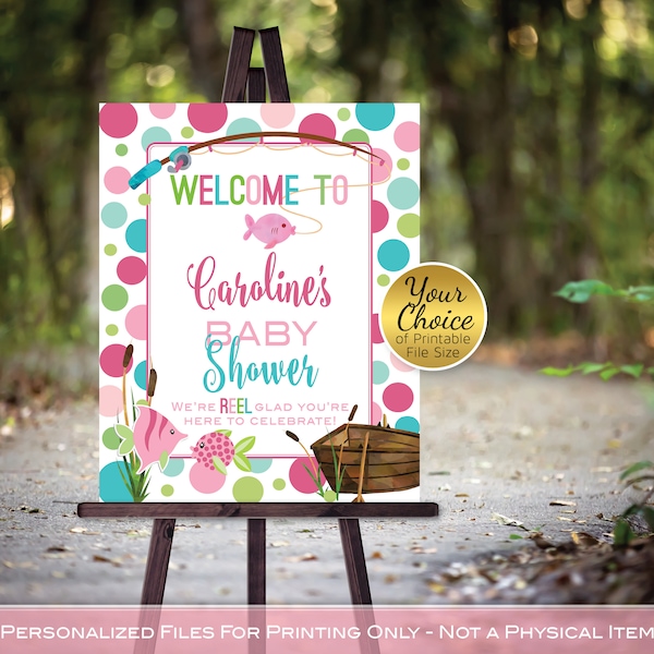 Fishing Theme Baby Shower Welcome Sign Printables | Baby Girl | Ocean | Fish | Personalized | Baby Shower Decor | DIGITAL PRINTABLE FILE