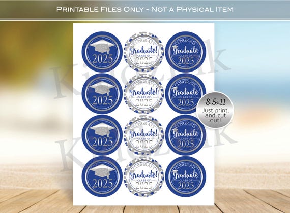 Buy Z.og Glitter Blue Graduation Cupcake Toppers 2022, Class Of 2022