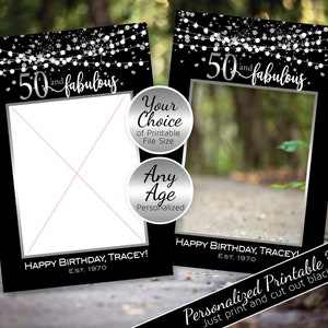 Birthday Selfie Photo Sign Printable | Garland Lights | Silver Confetti | 40th 50th 60th | Any Age | Personalized | DIGITAL PRINTABLE FILES