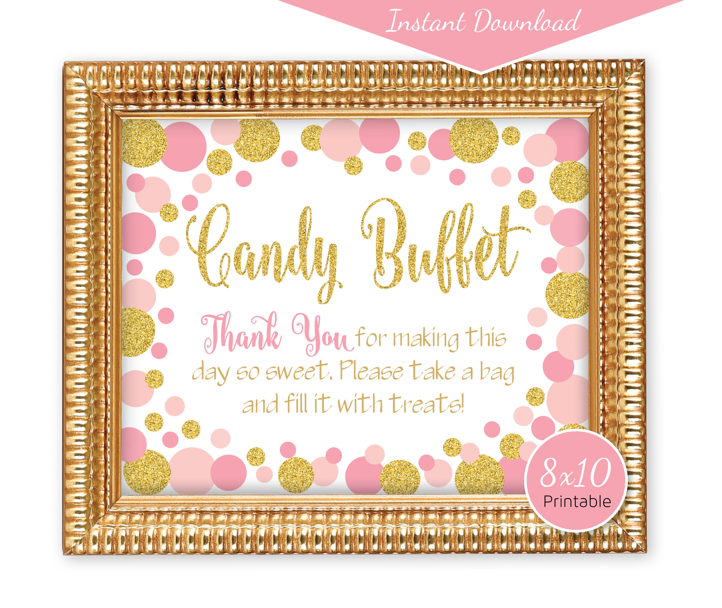 Candy Buffet Table Sign 1st Birthday 8x10 Sign Pink and Etsy