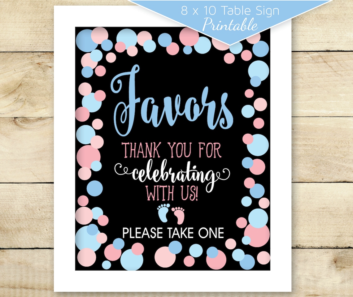 Party Favors Gender Reveal 8x10 Table Sign Printable Baby Etsy