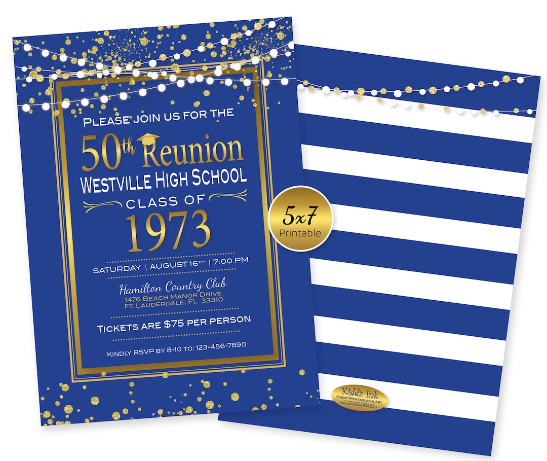 class-reunion-5x7-invitation-personalized-gold-confetti-and-garland-on-royal-blue-reunion-party-digital-printable-files-etsy for Free Printable Class Reunion Invitations Class Reunion 5x7 Invitation | Personalized | Gold Confetti and Garland on Royal Blue | Reunion Party | DIGITAL PRINTABLE FILES - Etsy for Free Printable Class Reunion Invitations