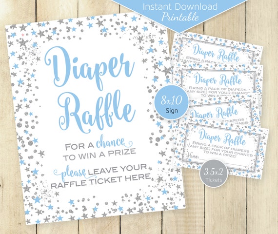 Diaper Raffle 8x10 Table Sign and Tickets for Baby Shower or