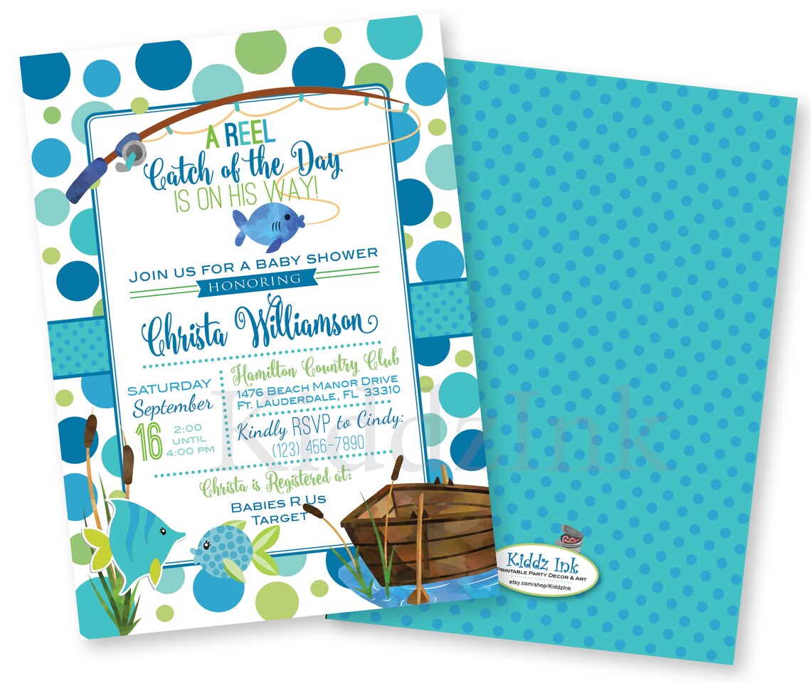 Fishing Theme Baby Shower or Sprinkle Invitation for Boy - Etsy