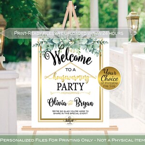 Personalized Housewarming Welcome Sign: Eucalyptus Greenery (Printable File)