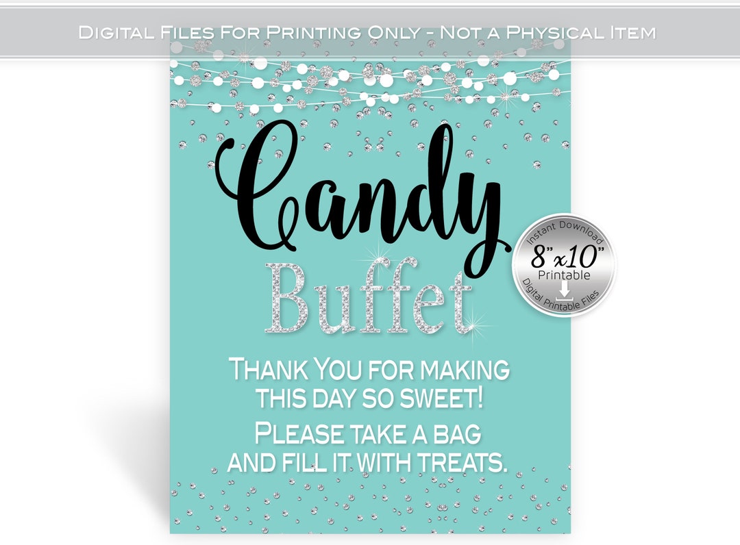 Candy Buffet Sweets Table Sign 8x10 Robin Egg Turquoise Aqua Diamonds Birthday Baby Shower