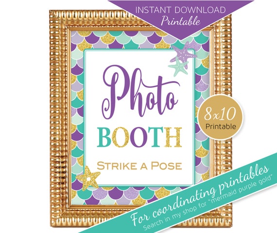 Photo Booth Table Sign 8x10 Birthday Printable Mermaid | Etsy