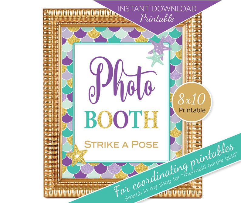 Photo Booth Table Sign 8x10 Birthday Printable Mermaid - Etsy
