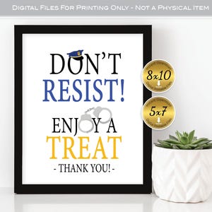 Police Officer Party | Don&#39;t Resist | Enjoy a Treat Favors Sign | 8x10 | 5x7 | Black Blue Yellow | Digital Printable Files INSTANT DOWNLOAD