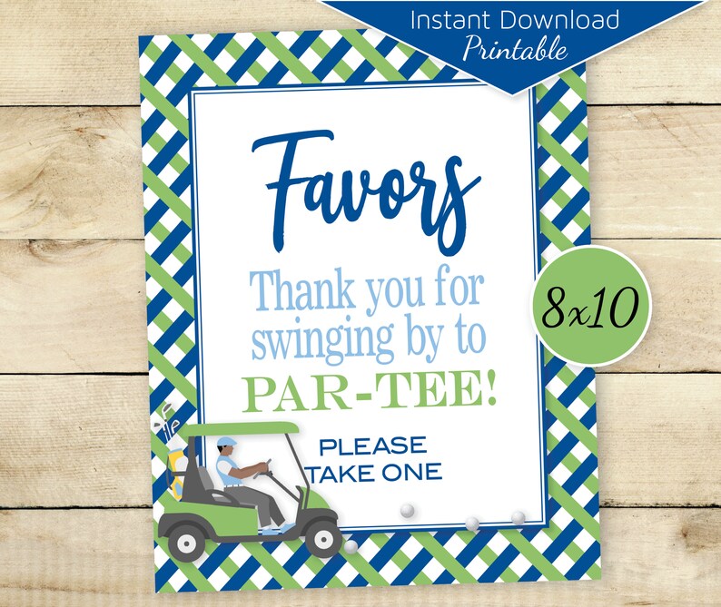 Golf Theme Favors 8x10 Printable Table Sign Navy Green Blue - Etsy