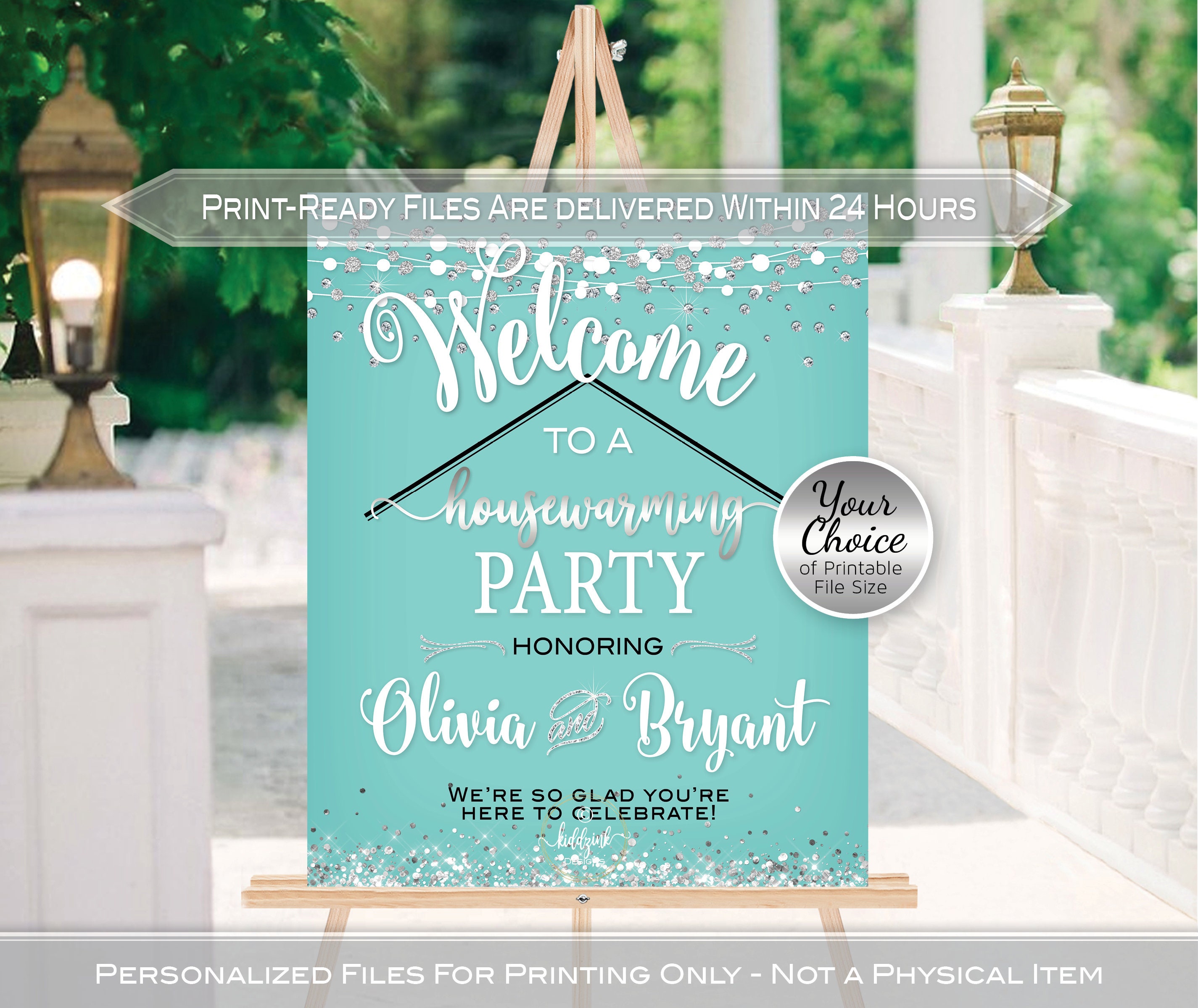 Robin Welcomesign Housewarming Party Welcome Sign Printable | Robin Egg Aqua | Diamond ...