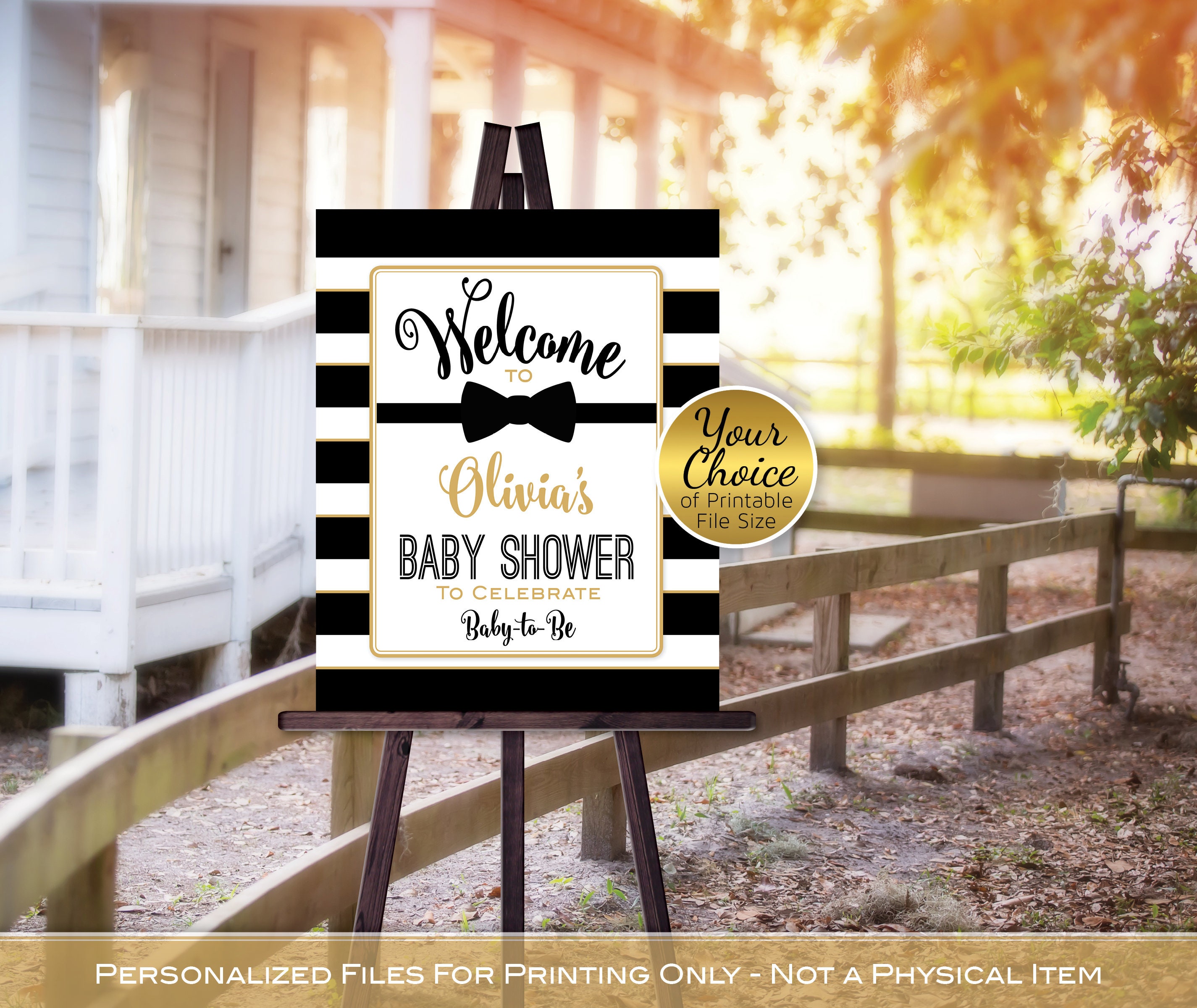 Black Tie Baby Shower Poster Printable | Little Man | Black and Gold