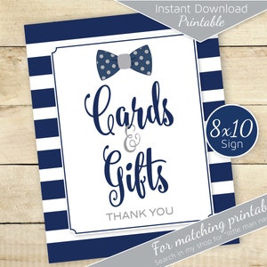 Little Man Cards and Gifts 8x10 Sign Printable | Baby Shower | Birthday | Navy White Stripes | Polka Dots | DIGITAL INSTANT DOWNLOAD