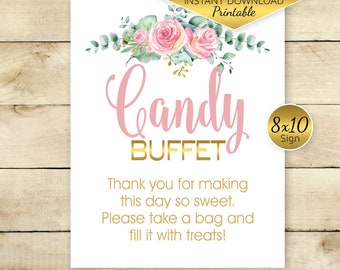 Orange Watercolour Lights Grab A Bag Candy Buffet Cart Sweets Wedding Sign 
