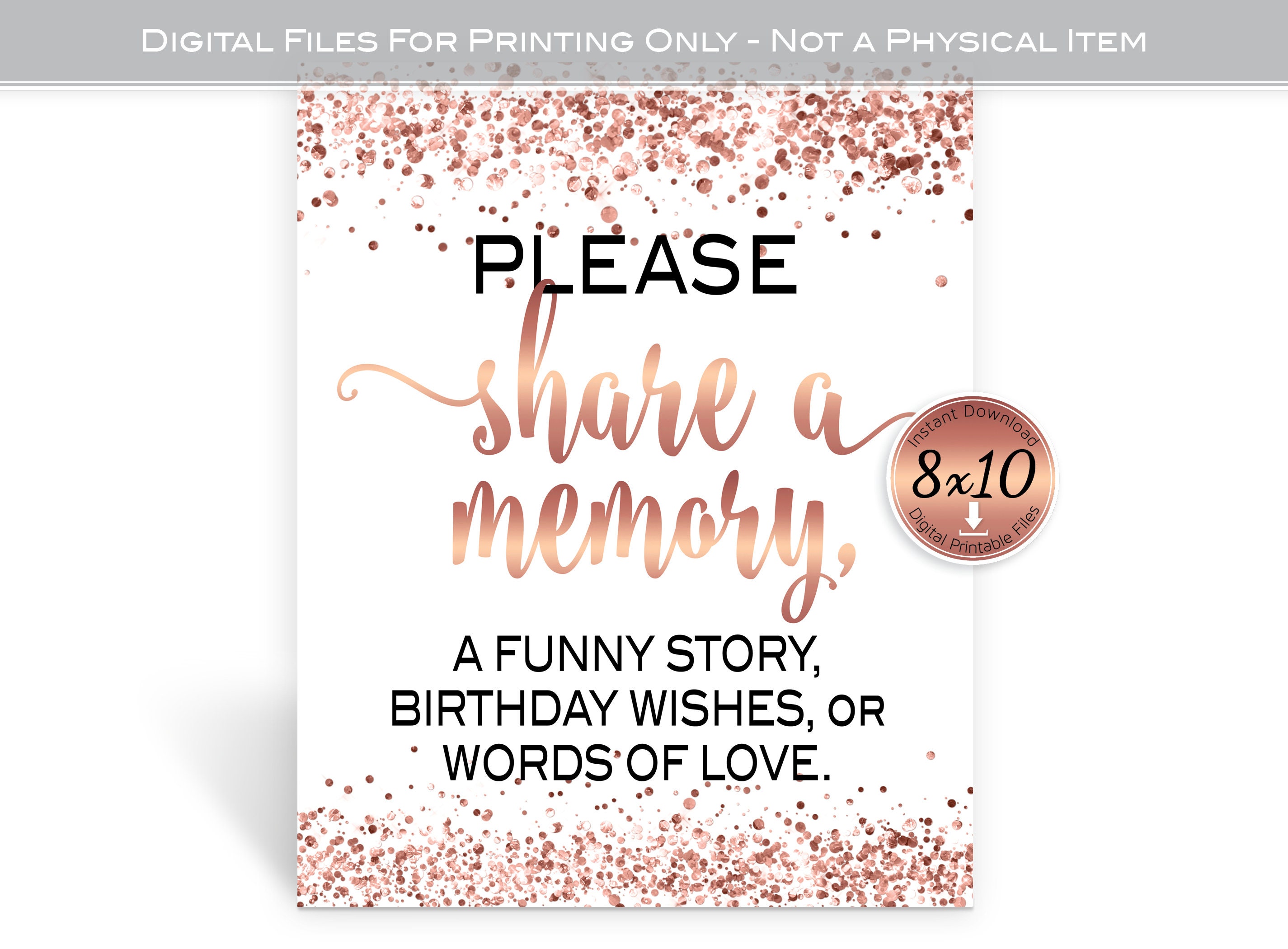 Share a Memory Printable Sign and Card Set | Birthday Wishes | Words of  Love | Wedding | Anniversary | Gold Geometrics | INSTANT DOWNLOAD