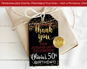 Thank You 2x3.5 Birthday Favor Tags | Personalized Printable | Mini Wine & Champagne | Ruby Red | Gold Confetti | DIGITAL PRINTABLE FILES