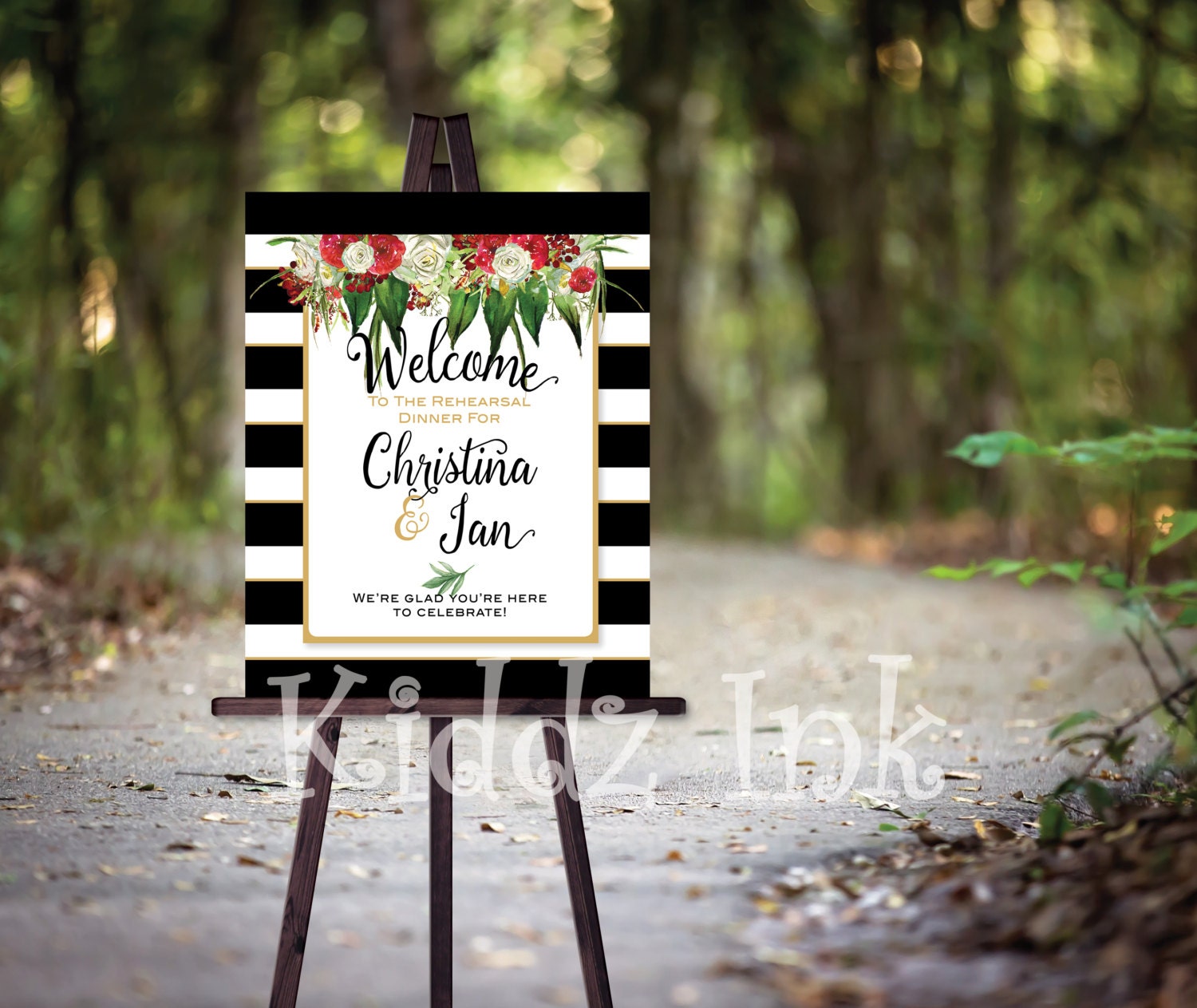 Wedding or Rehearsal Dinner Welcome Sign Poster Black and | Etsy