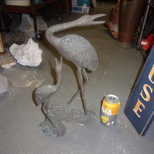 Shops Copper bronze Antique Japanese Crane birds sculpture