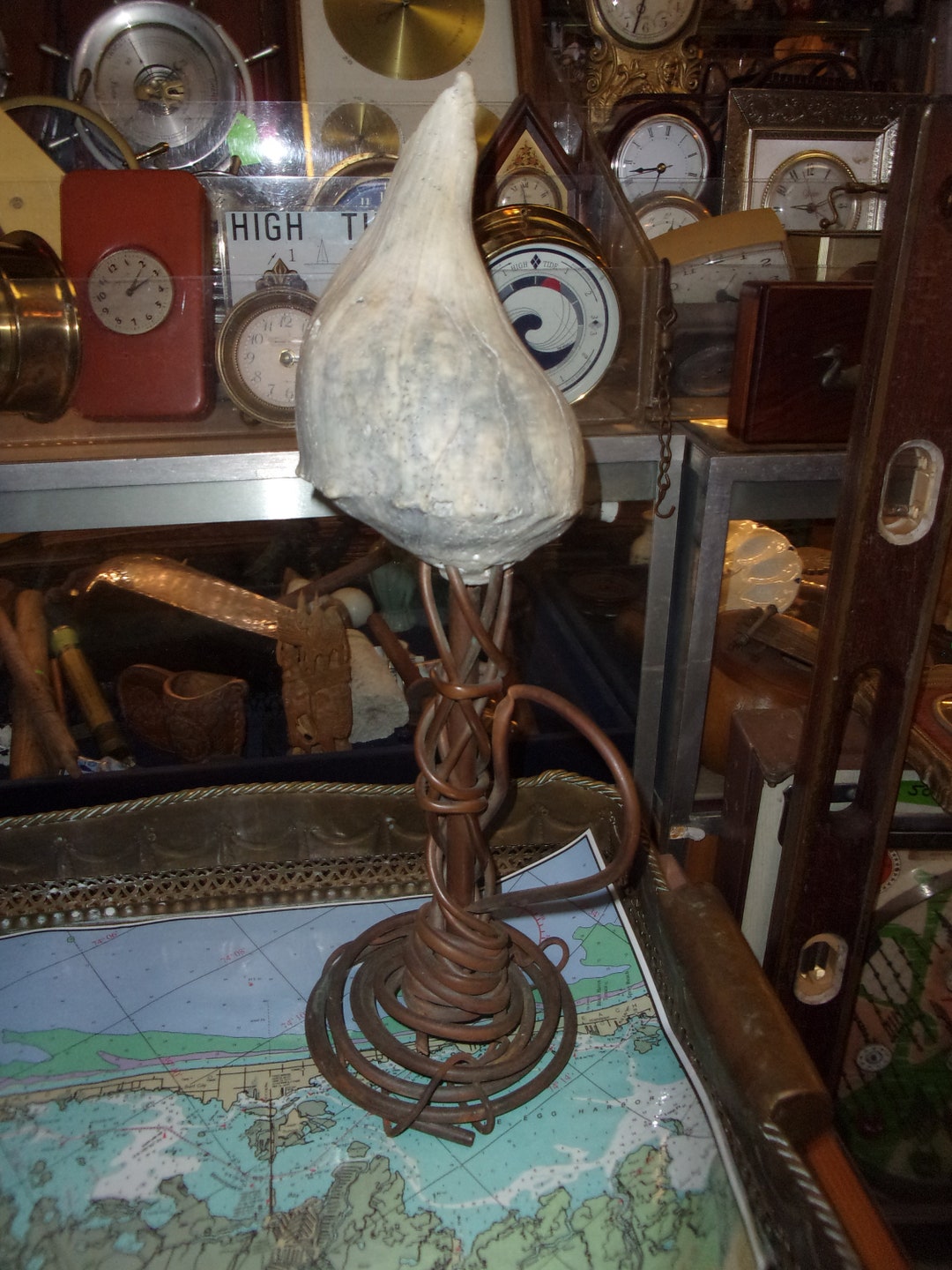 Unusual Old Seashell Copper Tubing Art Sculpture Etsy