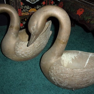Antique Bronze Swan planters made in Korea