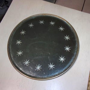 Antique vanity beveled circular tray table art nouveau mirror