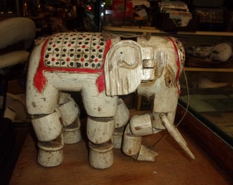 Vintage Hand made hand painted elephant marionette