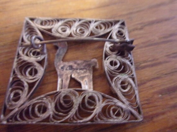 Sterling Peru llama, Alpaca filigree brooch - image 2