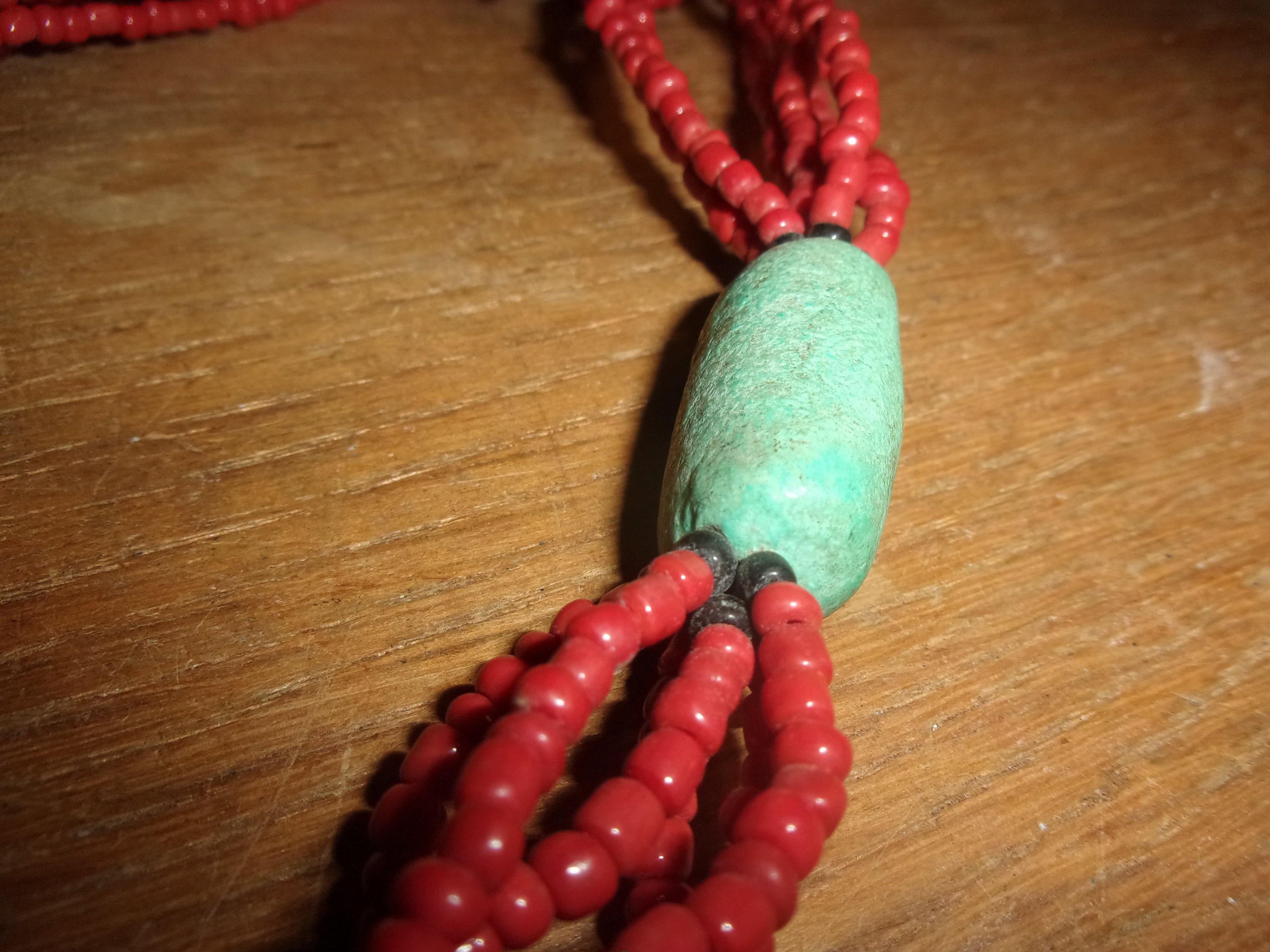 Tibetan Vintage Handmade boho Turquoise Coral Stone Bead Necklace #2