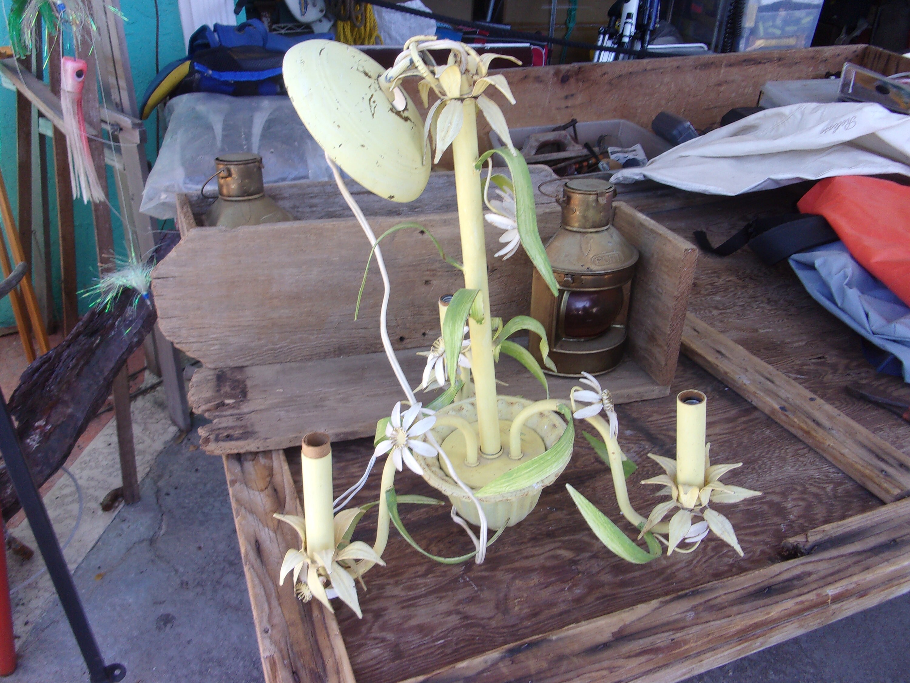 Vintage Elecrtic Metal Flower Hanging Lamp 50