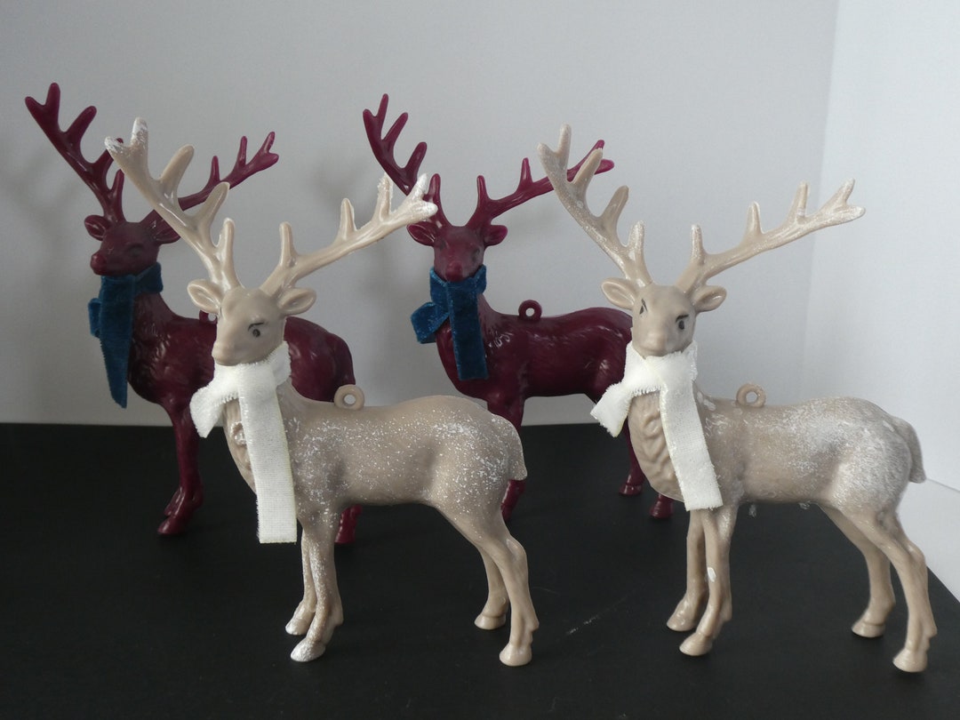 Vintage Plastic Reindeer Ornaments Etsy