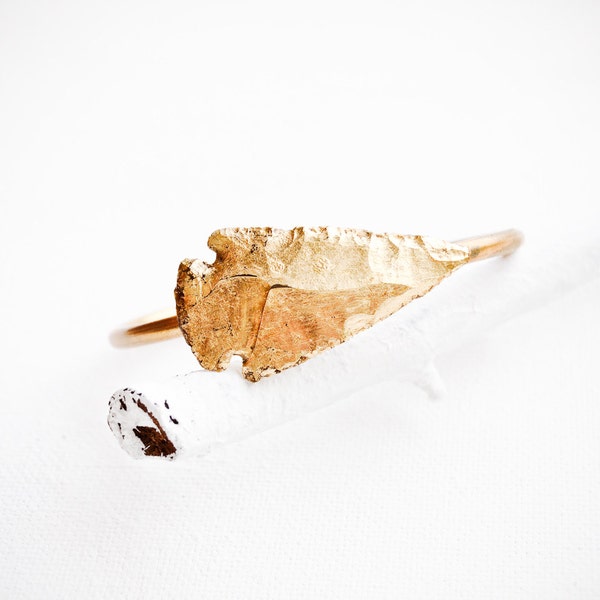 Gold Leafed Arrowhead Brass Cuff