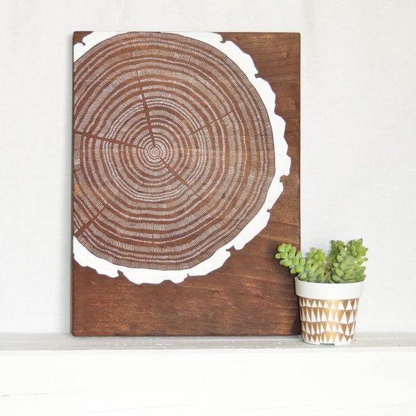 SALE!! Hand Illustrated Tree Rings on Wood by Casey Stippick