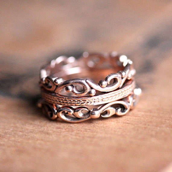 Rose gold stacking rings rose gold anniversary ring 14k rose | Etsy